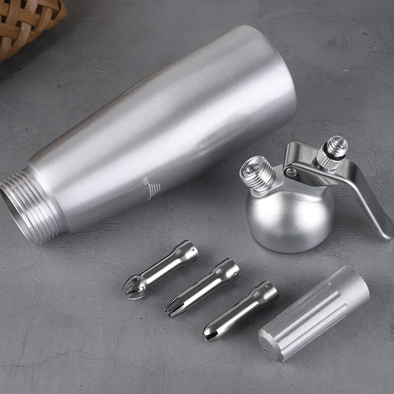 500 Pure Aluminum Cream Gun Chantilly Siphon Whipped Cream Dispenser Foaming Gun Kitchen Accessories Tools Nozzle