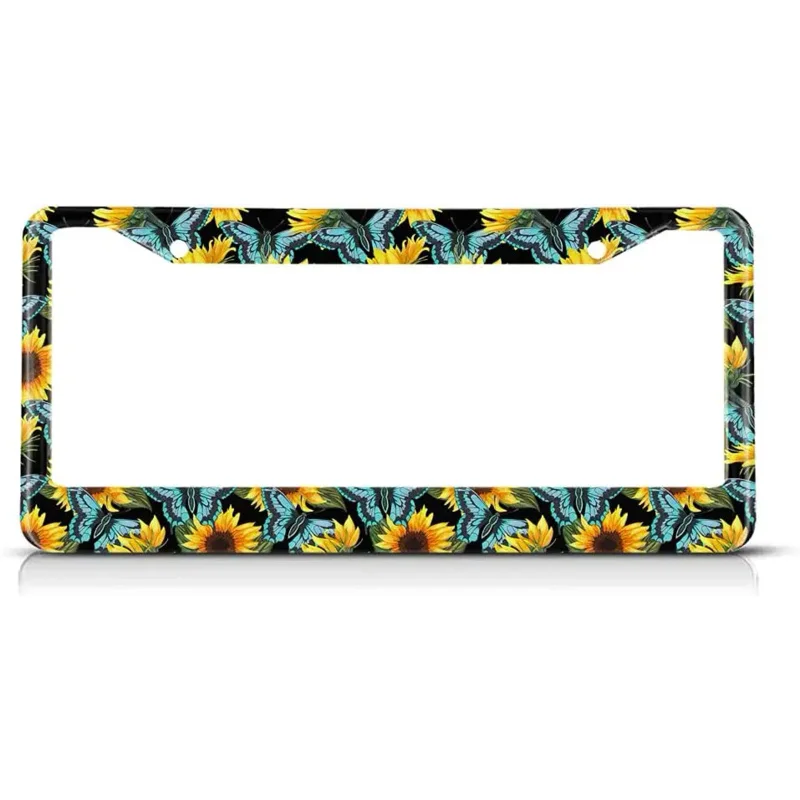 

Подсолнухи бабочки оранжевый цветок автомобильный держатель бирки металлический номерной знак стандартная рамка