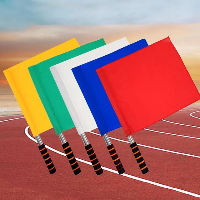 Professional Referee Flags - Waterproof Linesman Flags w/ Anti-Slip Grip for Football Rugby & Sports Matches (500D Polyester) 2