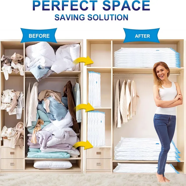 Pack De 12 Bolsas De Almacenamiento Al Vacío Grandes (90x50 Cm) - Para Ropa, Edredones, Ahorra Espacio, Marca AVARTEK