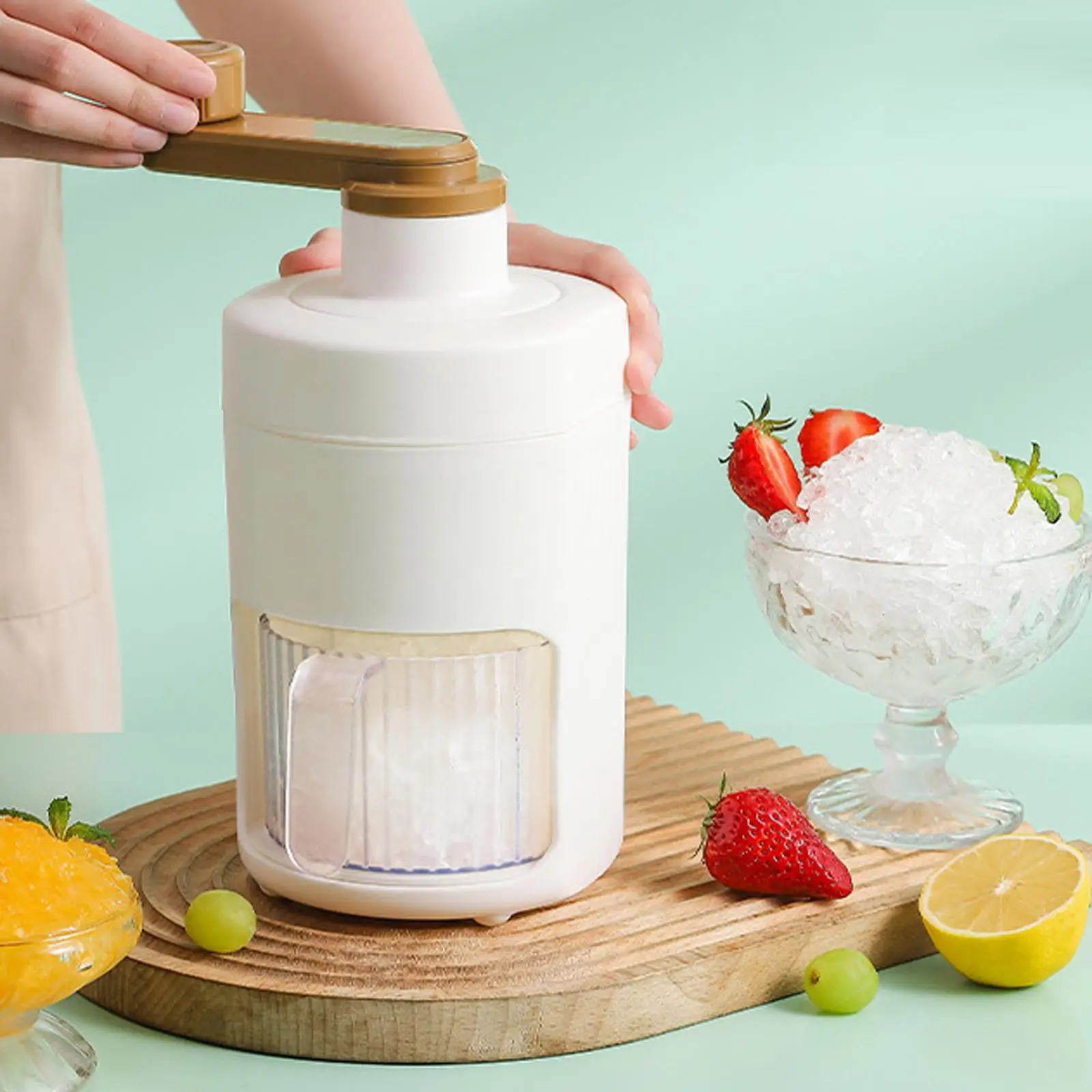 Manual Rotary Ice Crusher Shaved Ice Machine for Kitchen Slush Shaved
