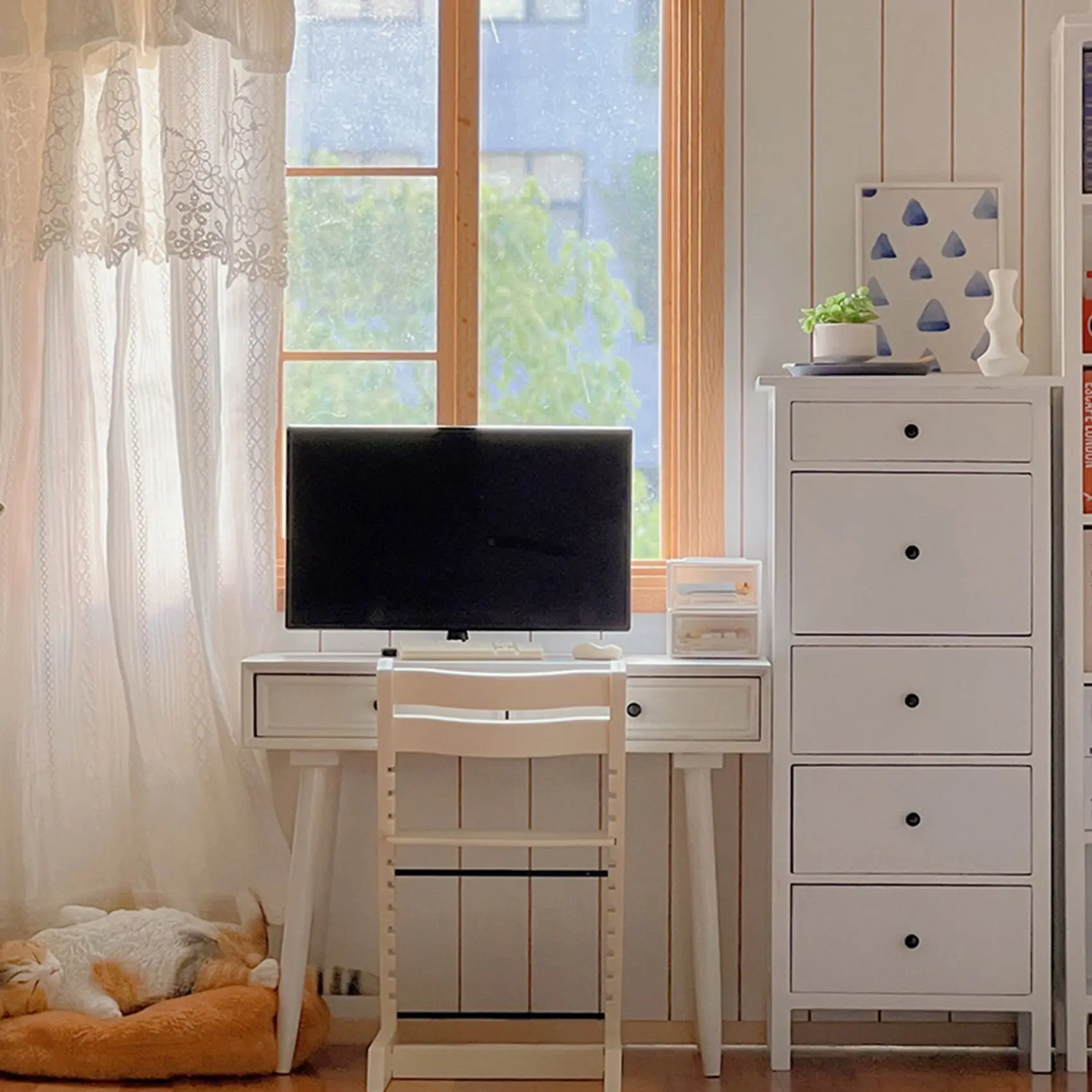 BAAU 3X 1/10 Bjd Ob11 Miniature Furniture Mini Model Chest of Five Drawers Accessories White