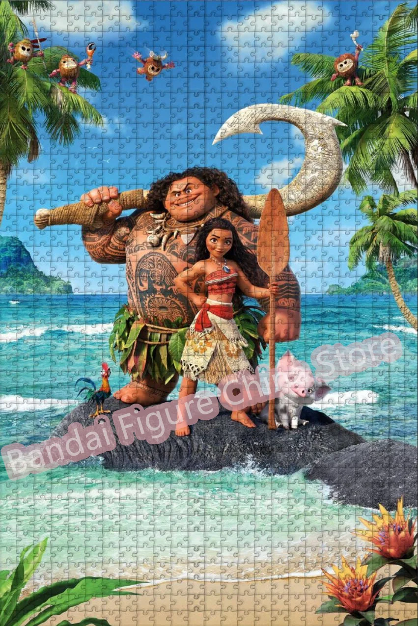 Disney Princess Moana Jigsaw Puzzles 300/500/1000 Pieces Ocean Adventure Anime Kids Stress Relief Toys Christmas Gifts jigsaw puzzles educational puzzles