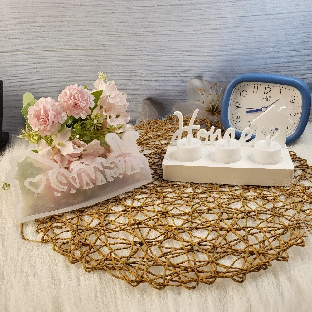 HOME Ornament Silicone Molds DIY Candle Holder Concrete Cement Gypsum Plaster Mould Furniture House Craft Plugin Card Resin Mold