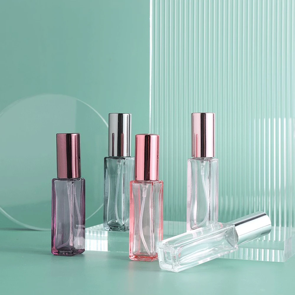 Transparent Square Glass Spray Perfume Bottle - 10/20ml Refillable Travel Atomizer