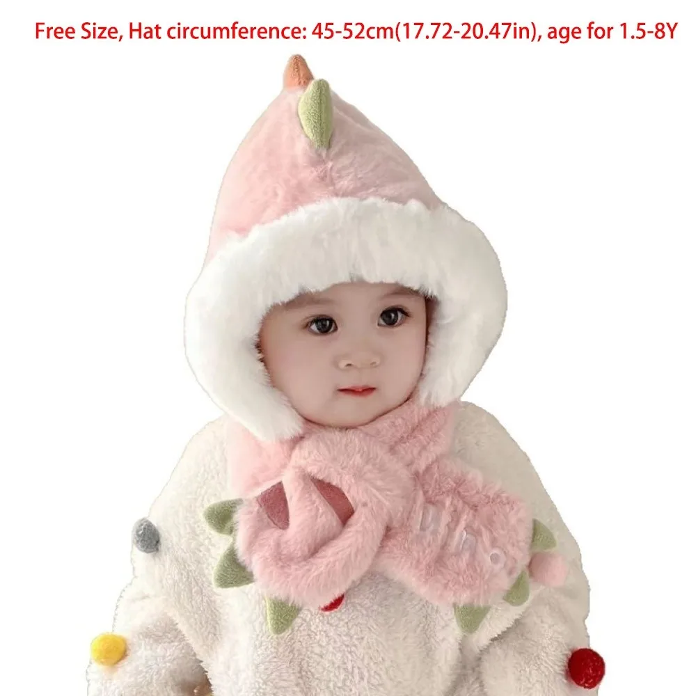 Windproof Warm Dinosaur Hat Scarf Set for Kids Outdoor Sports