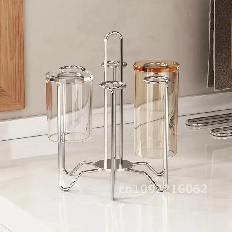 304 Stainless steel Rack Holder Countertop Drain Storage Rack Tree Down Cup Cup Shape Coffee Tea Storage Glass Holder Upside