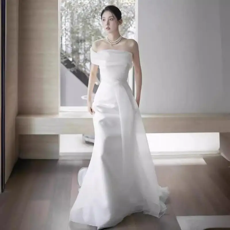 Off The Shoulder Elegant Mermaid Wedding Dress Woman Strapless Bridal  Dresses 2025 Simple Boho Wedding Dresses Customized - AliExpress 320