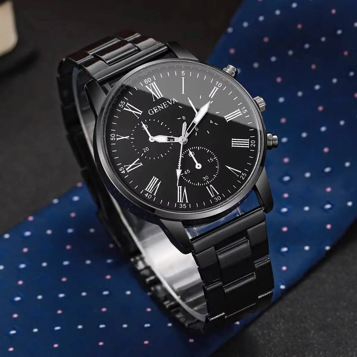 Mens Business Watches Fashion Quartz Wrist Watch for Man Black Clock Reloj Hombre（Without Box） - 5