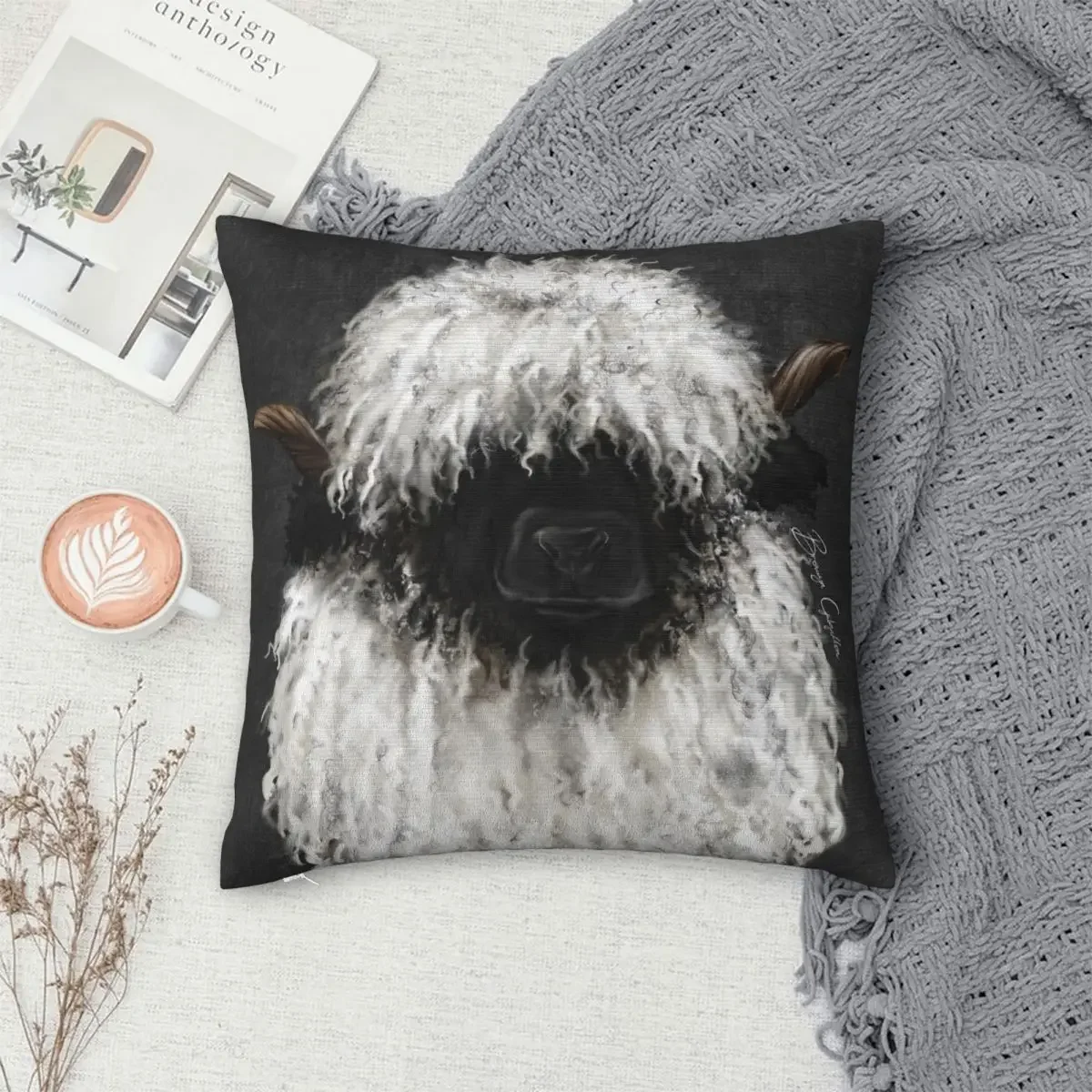 

Bo Sheep. Valais Blacknose Sheep Pillowcase Polyester Pillows Cover Cushion Comfort Throw Pillow Sofa Decorative Cushions Used