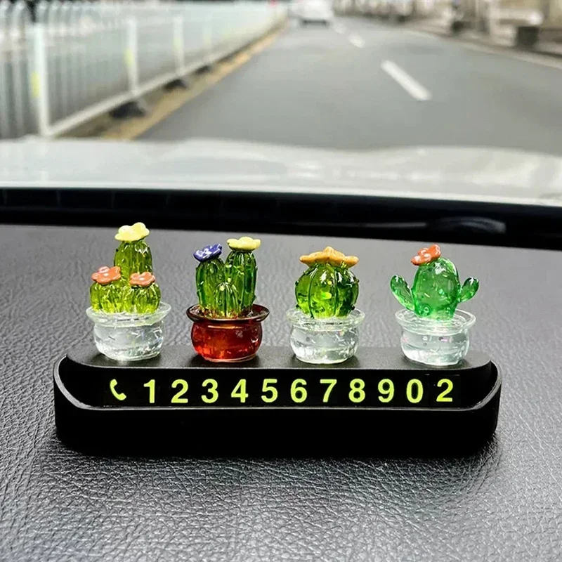Mini Cactus Figurines Ornaments  Glass Cactus Bonsai Decor Sculptures and Figurines Desktop Ornament  Car Home Decoration