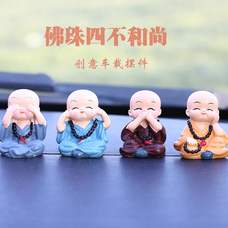 

Creative four no Buddha beads little monk resin crafts car interior decorations high-grade men's and women's car decorations