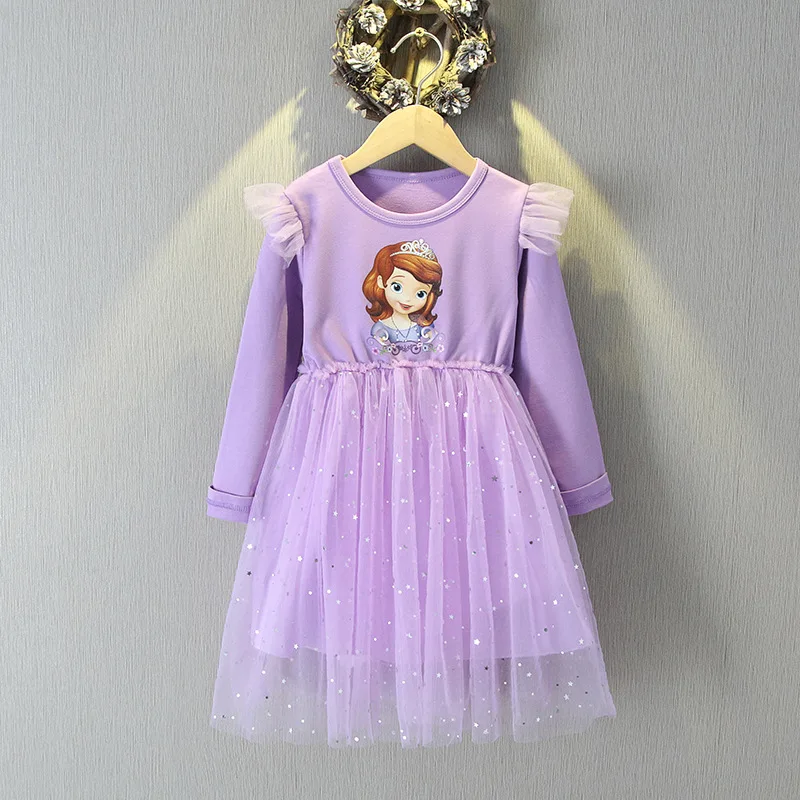 

Disney Autumn Toddler Girls Long Sleeve Princess Dress Sofia Party Birthday Teenagers Children's Dresses Little Kids Vestidos