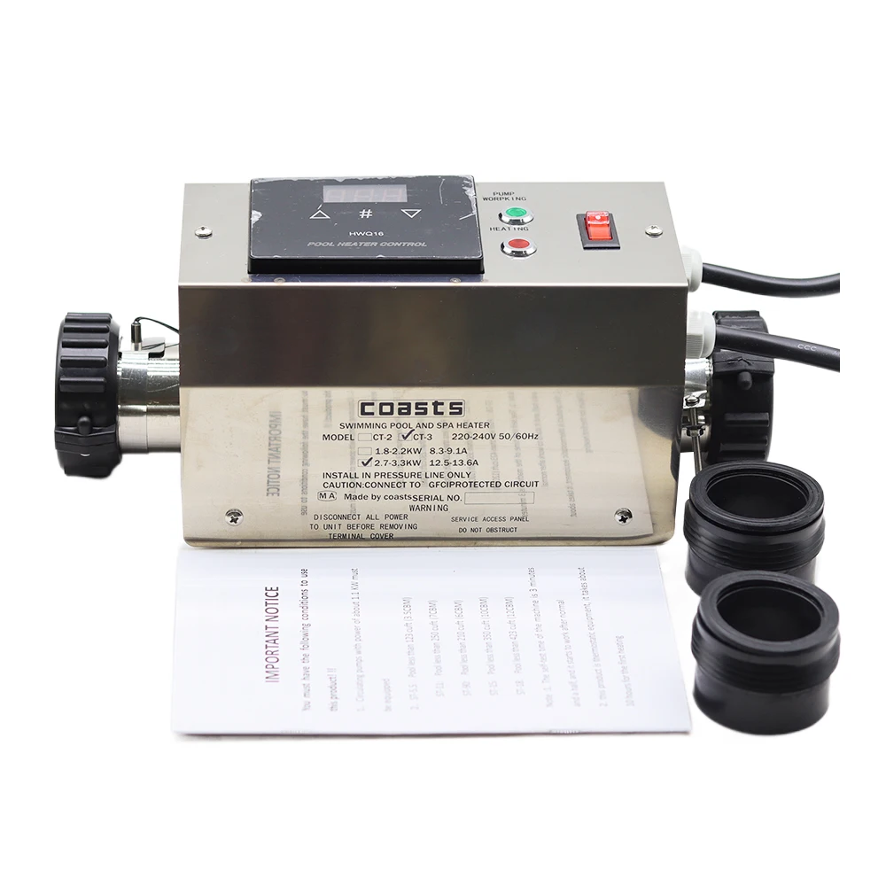3KW 220V Pool Heater Electric Swimming Pool and SPA Bath Heating Tub Water Heater Thermostat 220V Swimming Pool Accessories 2