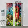 2pc,  Curtain Spring Bunny Flowers Easter Eggs Versatile 100% Polyester,Without Electricity Family Party Decoration for Parties 4