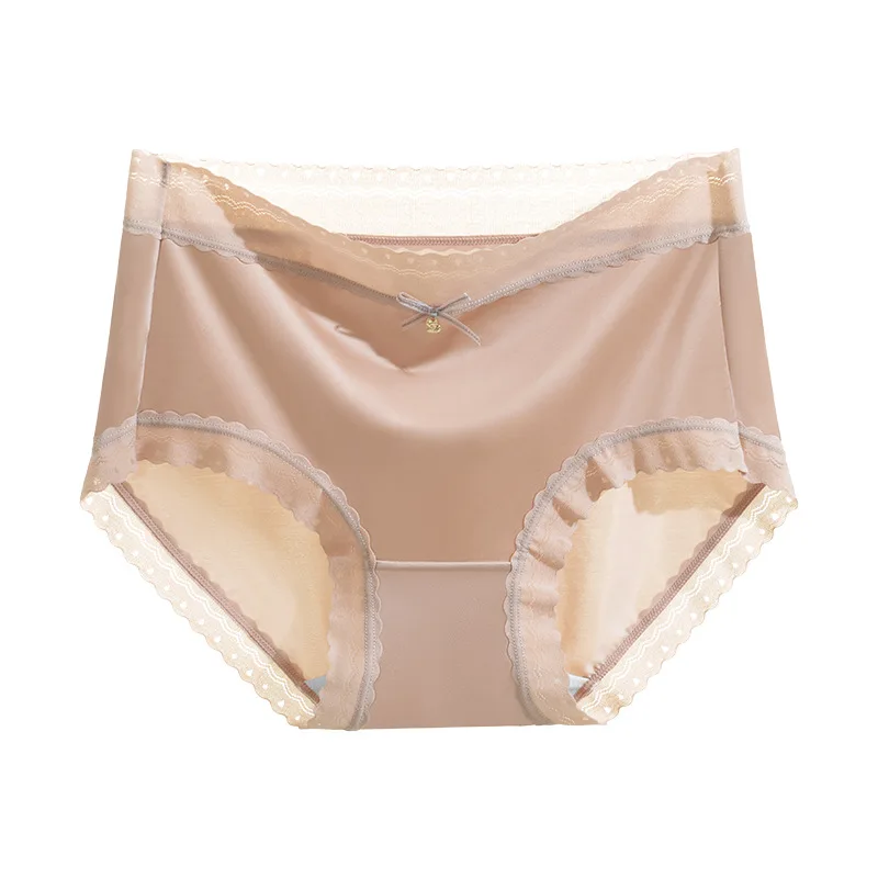 Underwear Women's Ice Silk Traceless Satin Mid-raist Tight Silk  Antibacterial Girls Breathable Lace Panties for Women - AliExpress