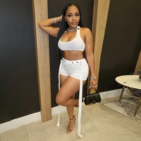 Bridget Pit Stripe Back Strap Buckle Short Set 1