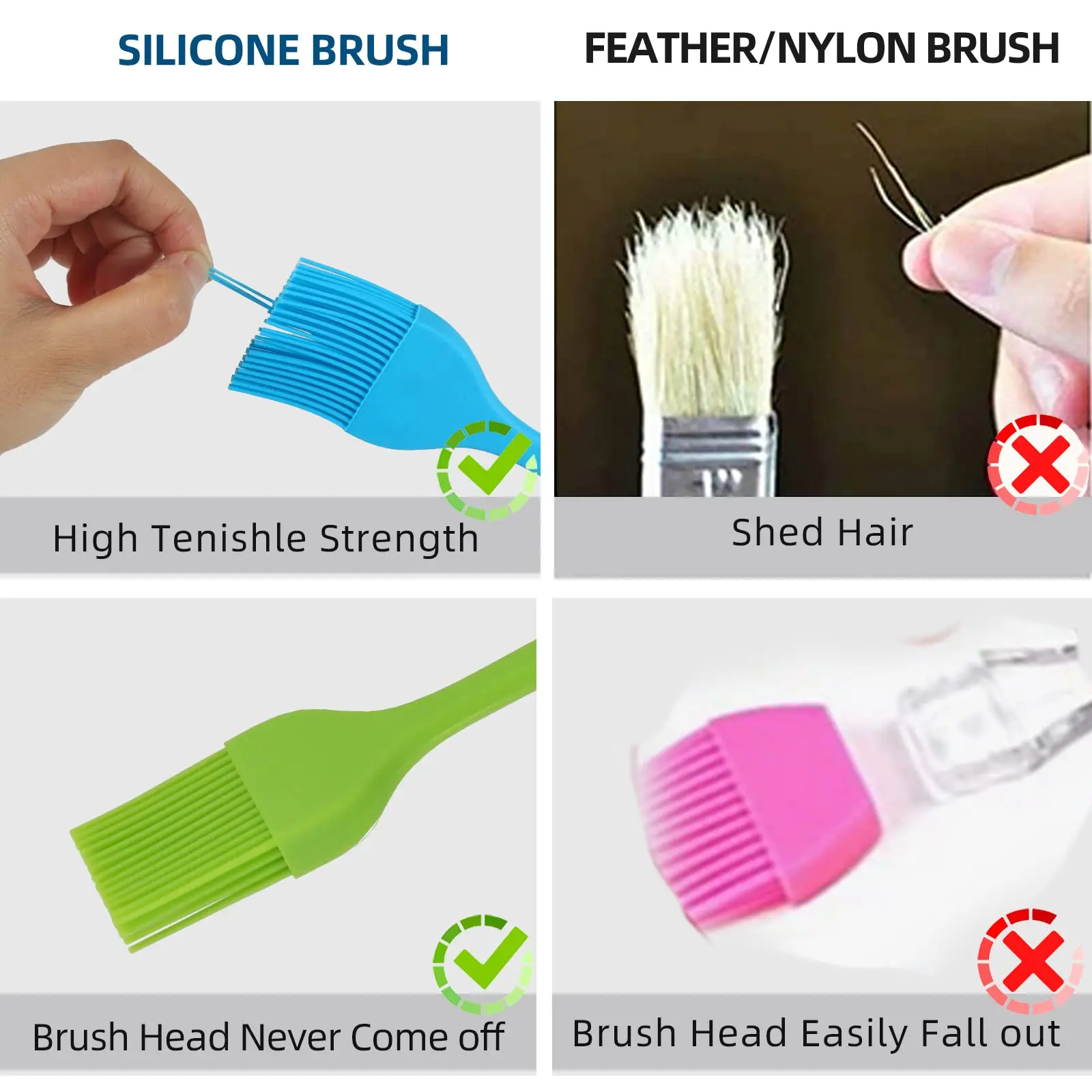 6 Pcs Silicone Basting Pastry Brush Heat Resistant Oil Butter Spreader Brush