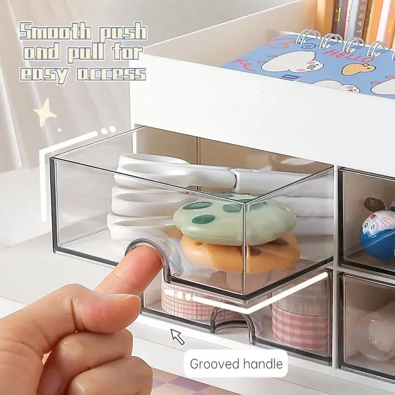 Cute Drawer Desktop Pen Holder Kawaii Large-capacity Desk Stationery Organizer Shelf Office School Student Cosmetics Storage Box