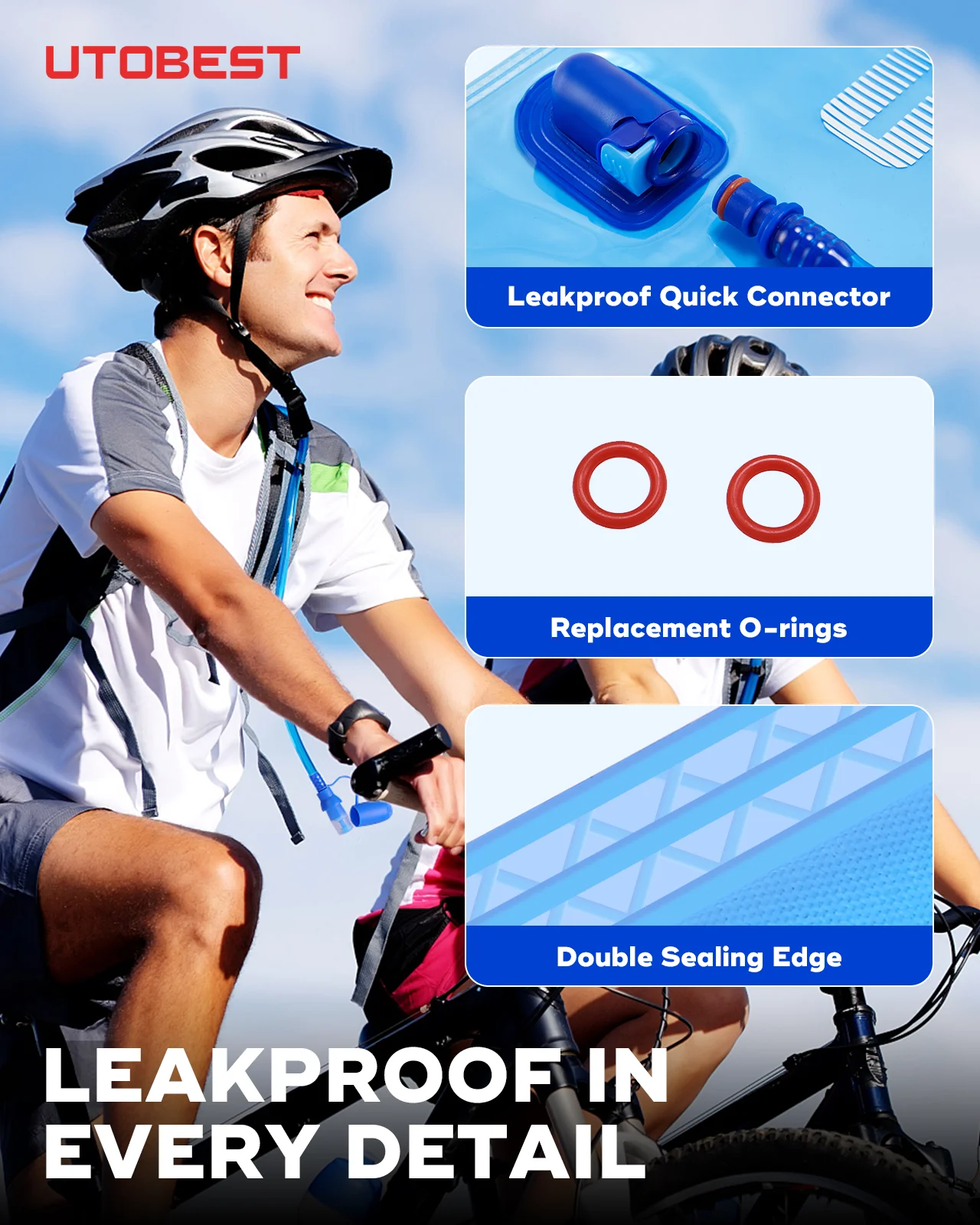 UTOBEST 1L/1.5L/2L/3L Hydration Bladder Water Reservoir Water Bag BPA Free for Running Cycling Hiking 5