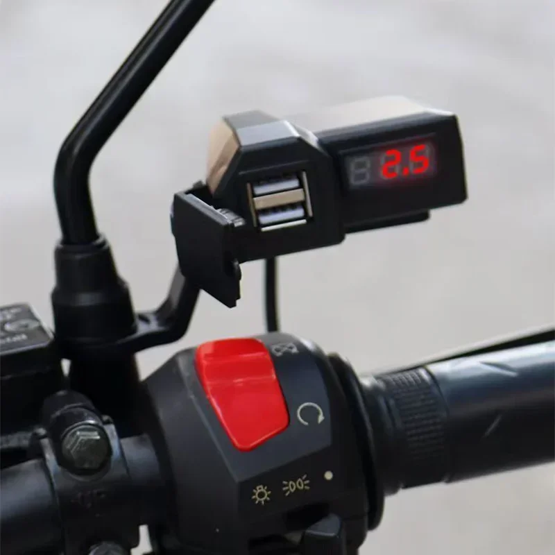 Universal Motorcycle Dual USB Charger Waterproof Motorcycle Mobile Phone Charger Charging Socket For E-Bike Scooter ATV Moped