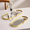 Thick Glass Mirror Storage Oval Tray Tea Fruit Tray Decoration Cosmetics Jewelry Tray For Vanity Bedroom Storage Rack Best Gift 5