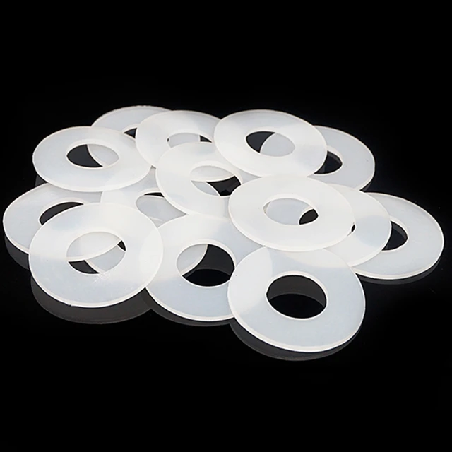 10pcs 3/5mm Thick Silicone Rubber Flat Gaskets Outer Dia 18mm-40mm White  Food Grade Silicon