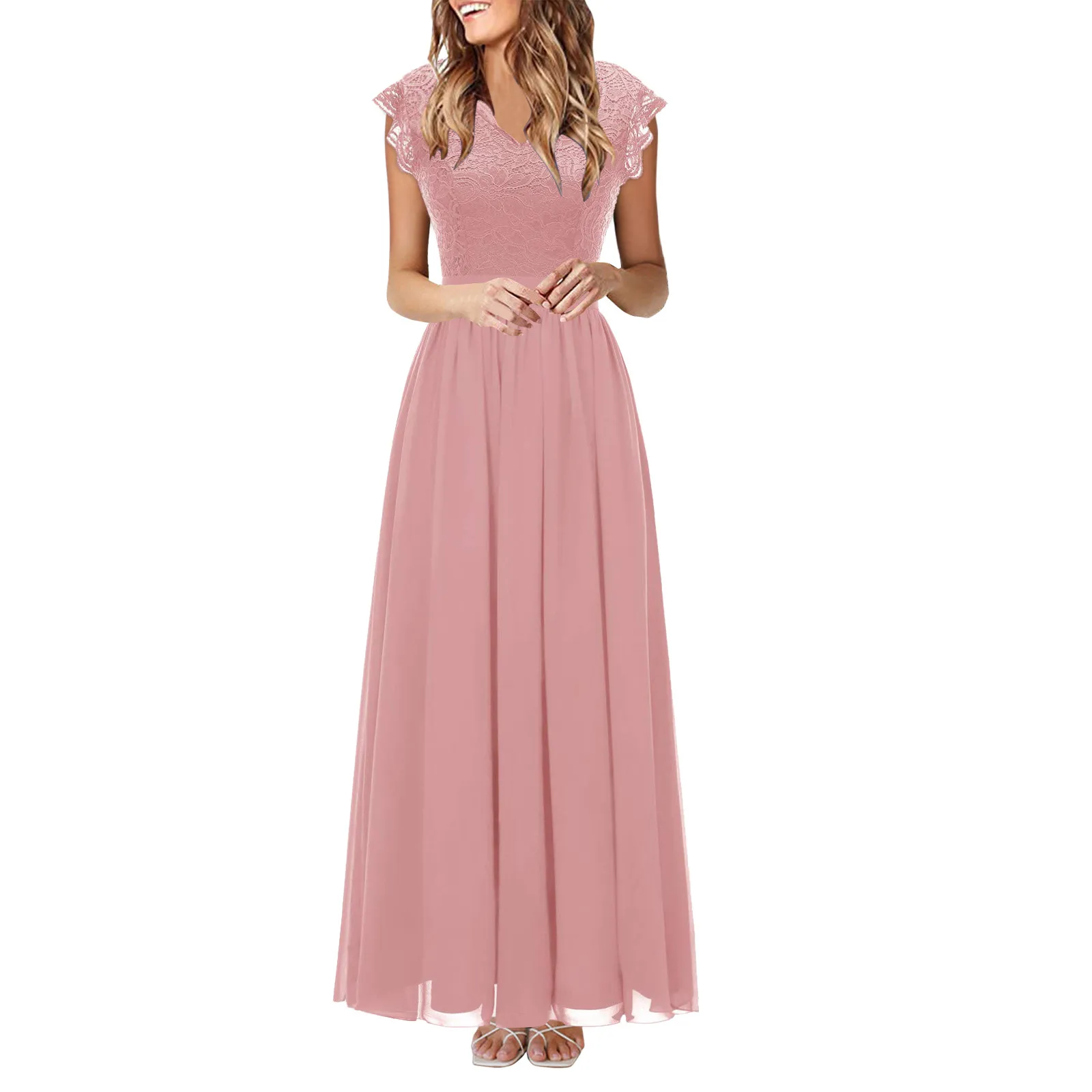 Galajurken met lange mouwen en split voor dames, chiffon V-hals, formele avondjurk, Champagne, 50