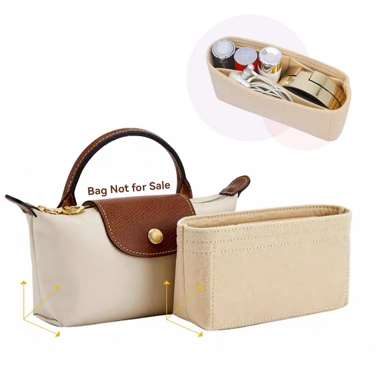 Bag Organizer For Longchamp Mini Bag Storage The Liner Felt Purse Insert Handbag Liner