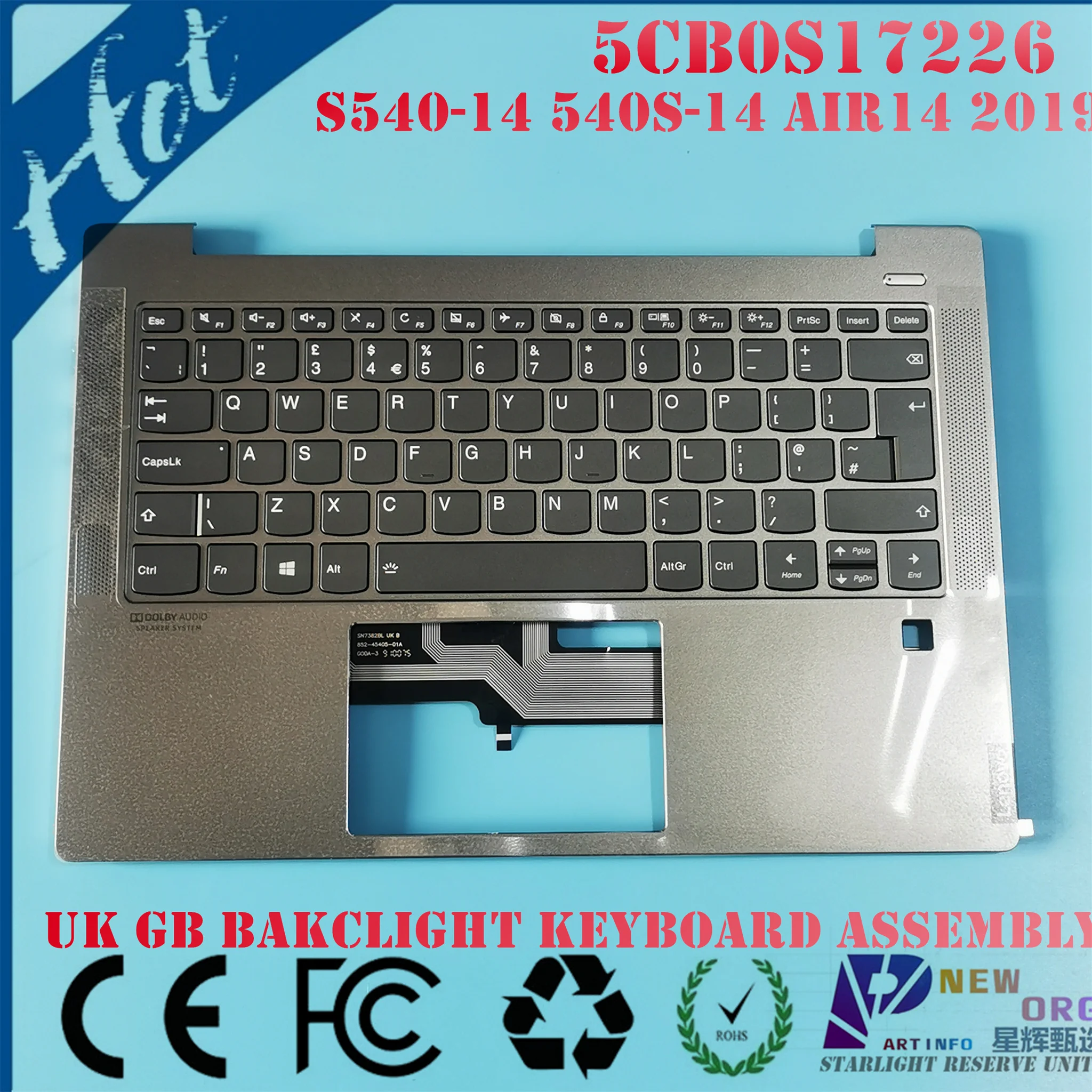 Teclado Backlight Laptop Montagem Palmrest Cinza Reino Unido Eua sp Iml Iwl 81nd 81nf 81nh 81v0 Lenovo S54014 Air142023 - Imagem 2