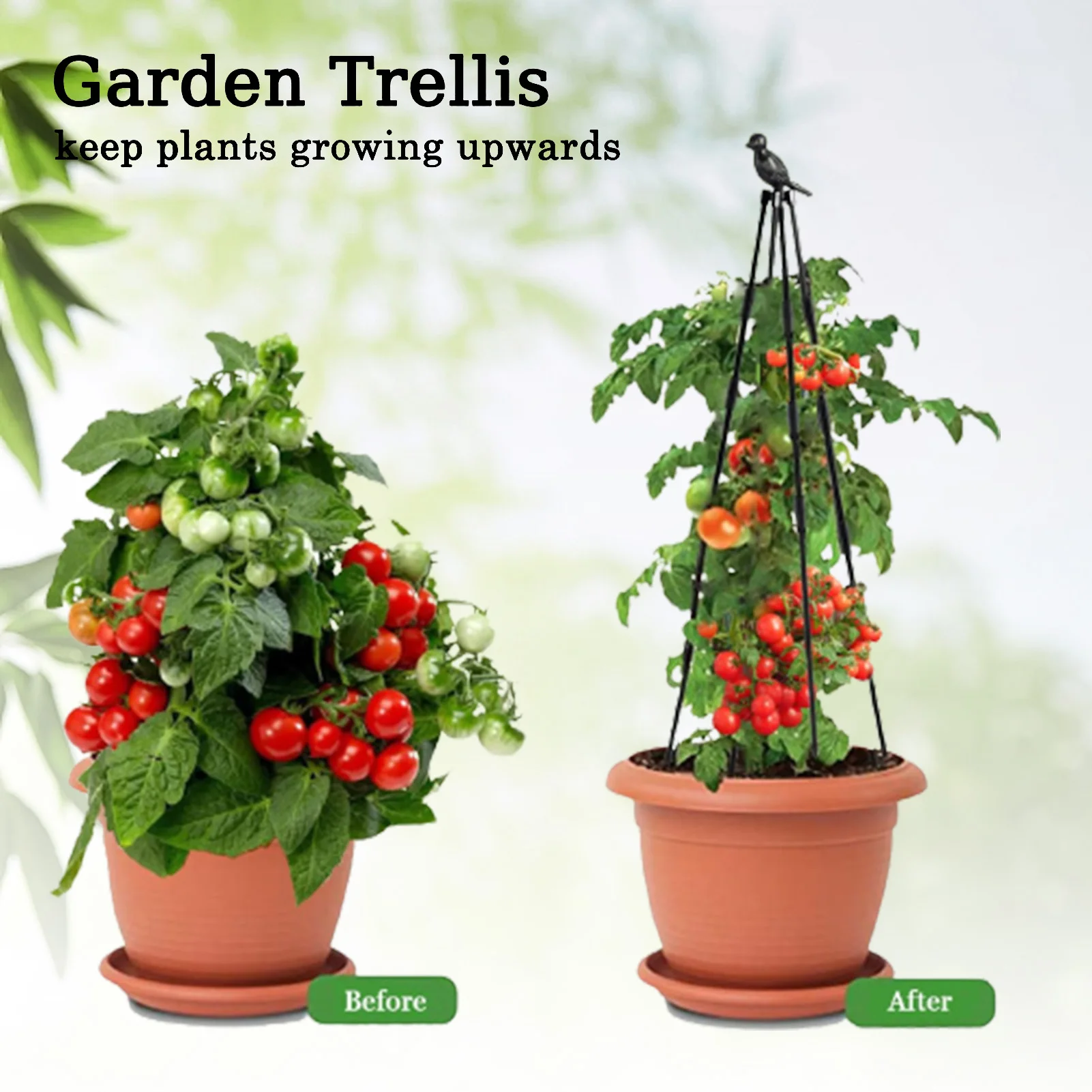 

Climbing Plants Support Stake Vine Frame Flower Tower with Bird Sturdy Metal Plant Supporting Stand for Garden Enthusiasts Lover