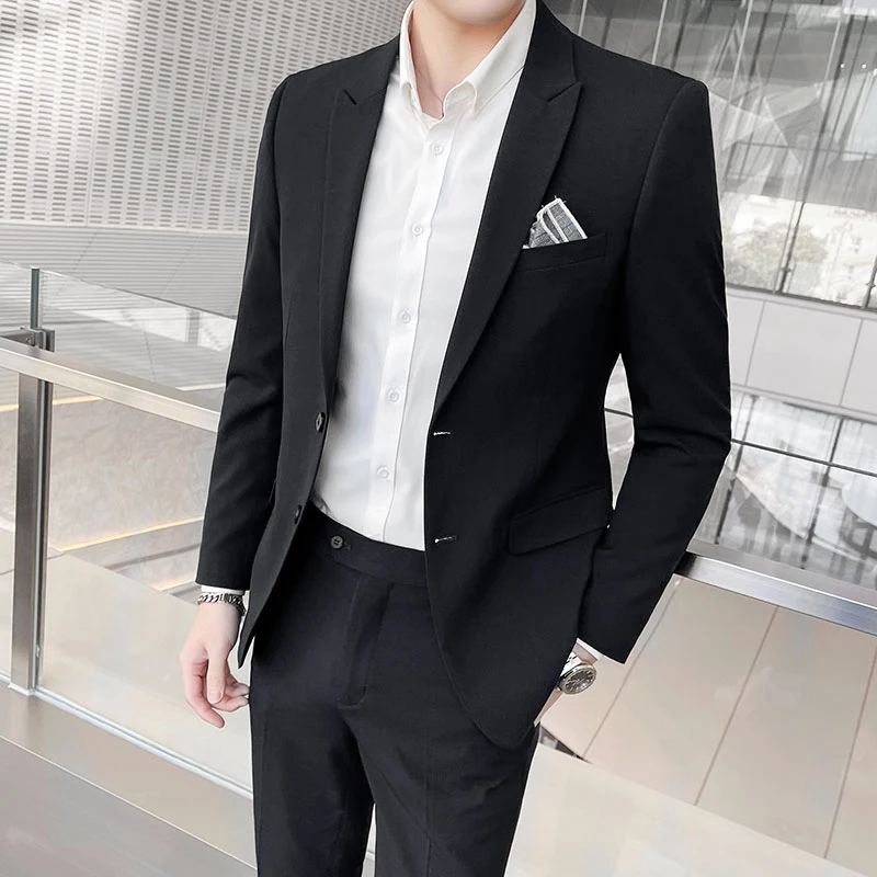 Slim Fit Three-Piece Business Suit Set High-End Korean Style Wedding Groom Party Dress Suit Vest Trousers M-4XL formal suit business men clothing