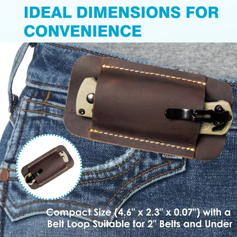 Outdoor Tactic Leather Knives Sheaths EDC Leather Sheath for Folding Knives Carrier Mini Flashlight Holster