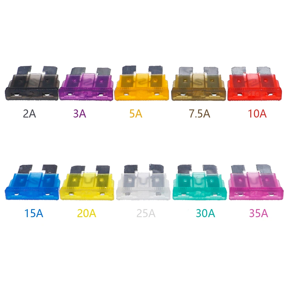 Assorted Standard Blade Fuse Mixed pack kit 100Pcs/lot 2A 3A 5A 7.5A 10A 15A 20A 25A 30A 35A ceramic fuse,smd fuse,glass fuse