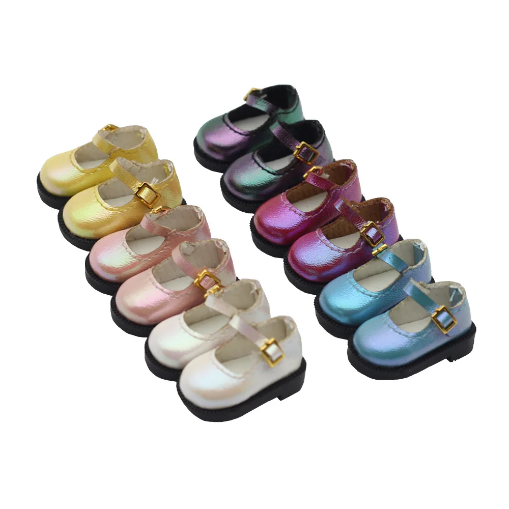 

3.2*1.6CM Mini PU Leather Shoes For 1/6 Blythes Ob22 Ob24 1/8 BJD Doll Shoes Toys Clothes Dolls wardrobe Accessoriesc miniature