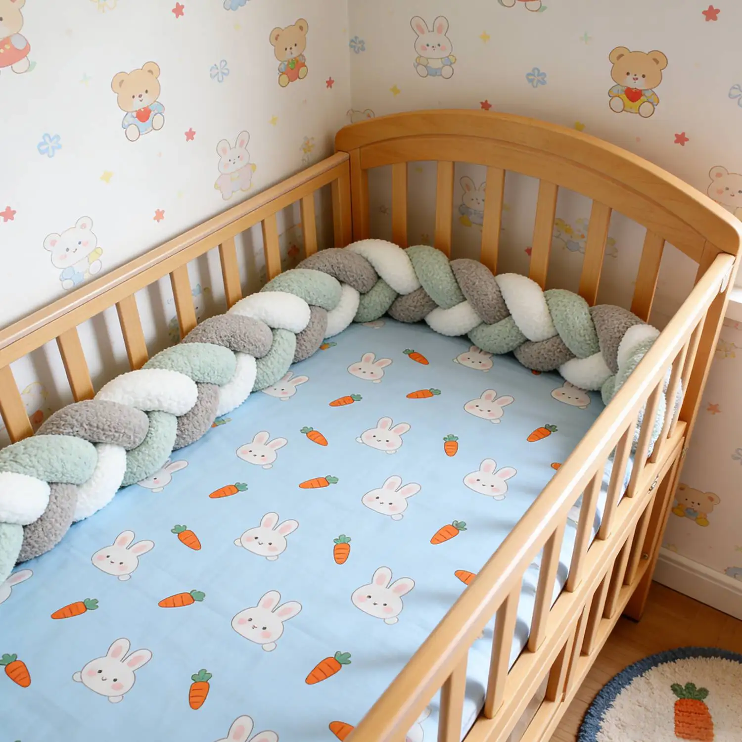 Baby Crib Protector  Infant Cradle Pillow Cushion Braid Crib Bumper Protector Room Decor Tresse Tour De Lit Bebe 1M 2M 3M 4M - 2