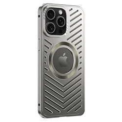 Sleek Magnetic Aluminum Alloy Phone Case - Shockproof, Magsafe - Ready, Cool Down Feature - iPhone 13 Pro Max (Titanium original)