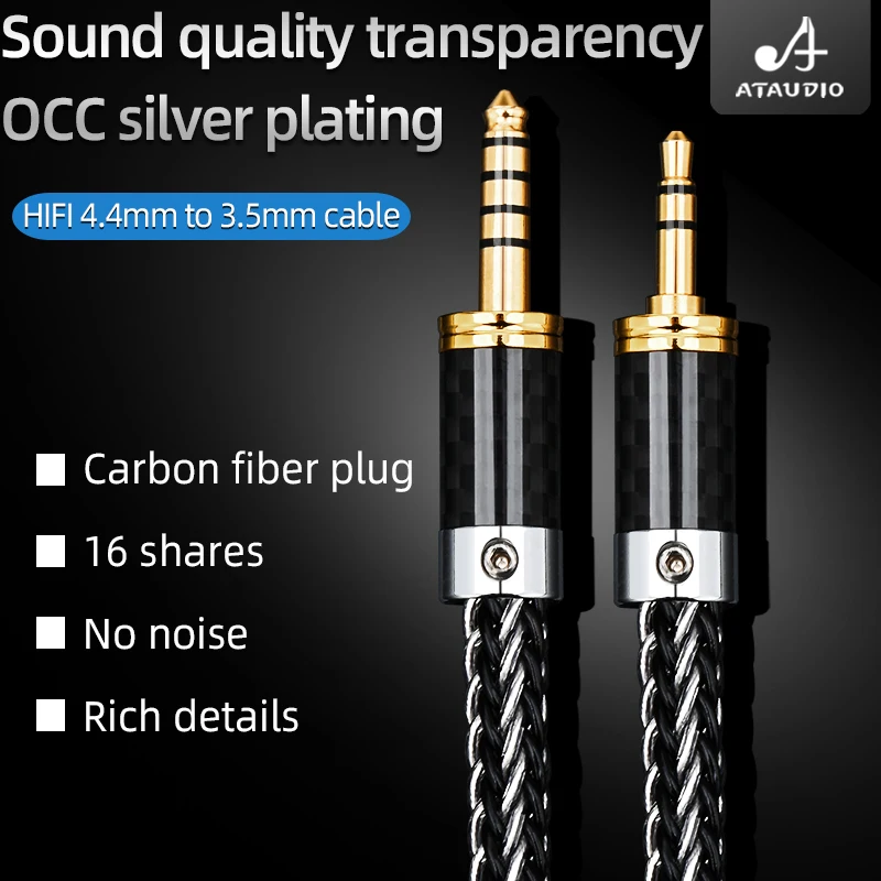 ATAUDIO  HIFI 3.5mm TRRS Balanced Male to 4.4mm Balanced Male Audio Adapter Cable 4.4mm to 2.5mm TRRS Balance Cable