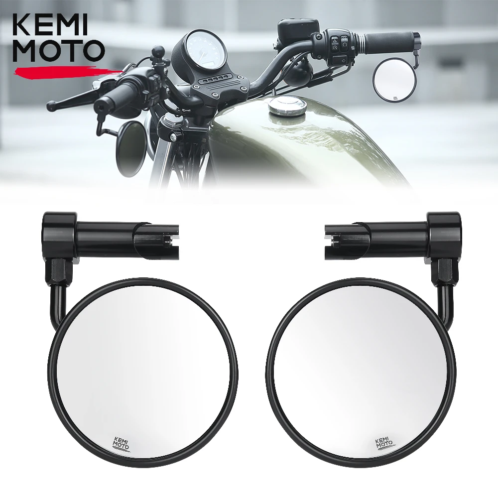 kemimoto-スポーツスターxl883-xl1200-x48用のオートバイハンドルバーミラー1-12インチハンドルバーマウント