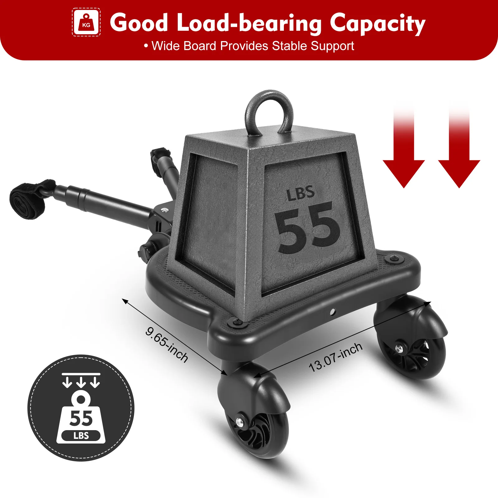 Adjustable 2-in-1 Stroller Ride-On Board with Removable Seat