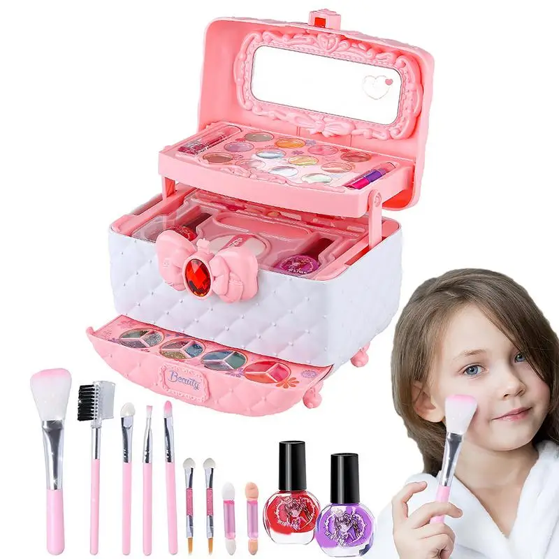 Juguetes de maquillaje lavables para niñas, kit de maquillaje para