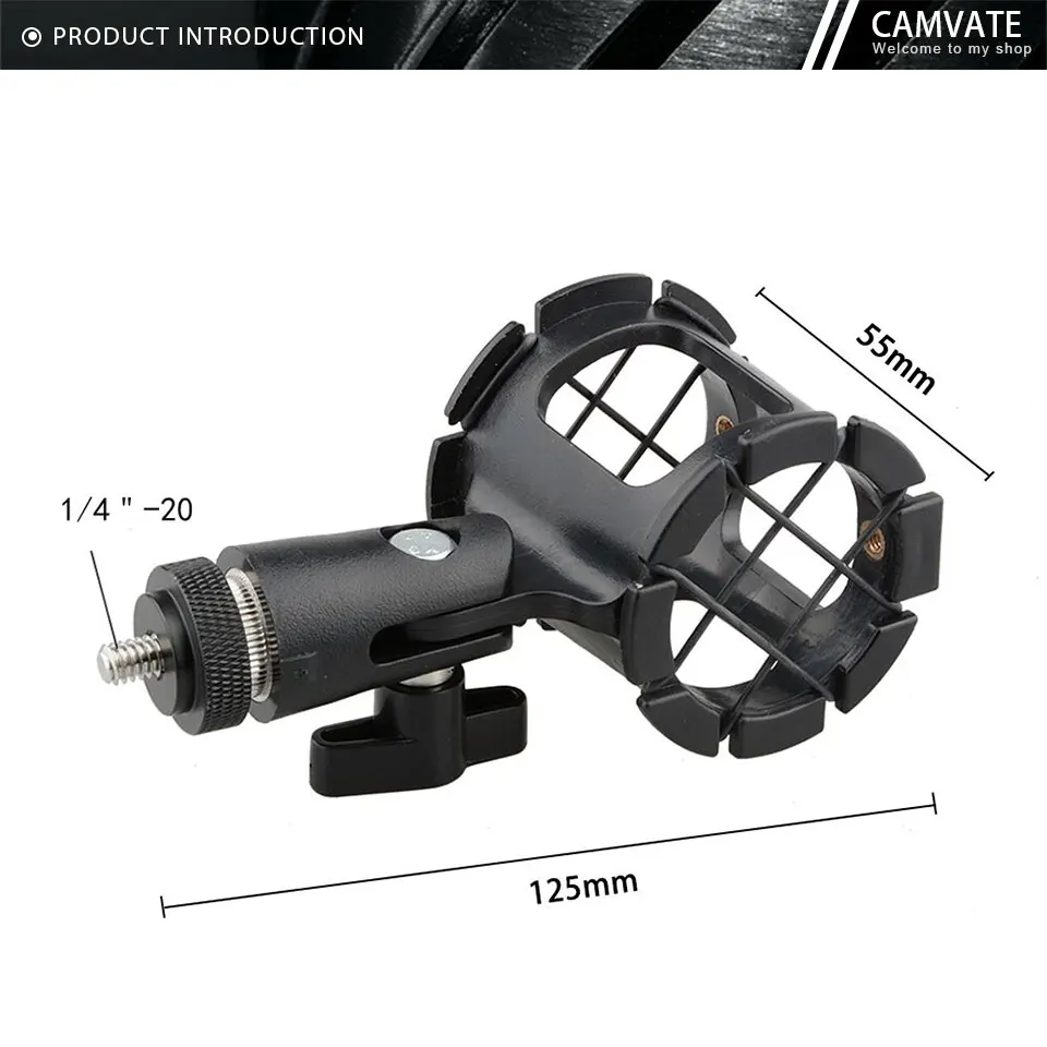 On-Camera Microphone Holder Bracket Clamp With 1/4" Thread Screw For DSLR Camera