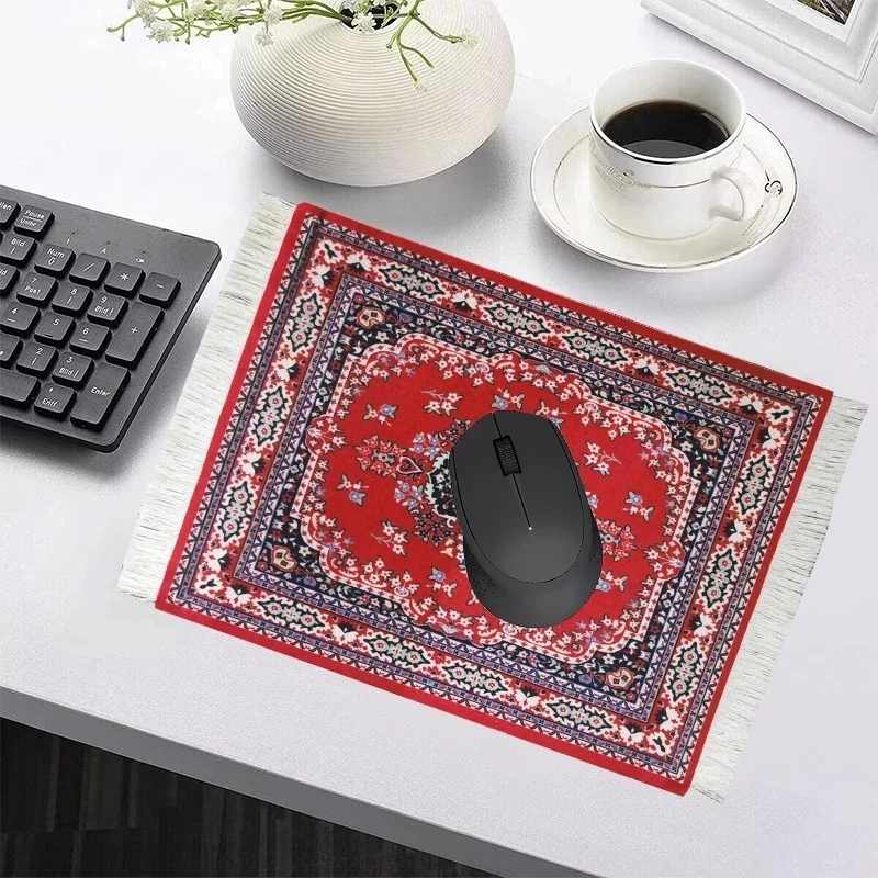 Persian Retro Style Mini Woven Carpet Pad Mouse Pad Pattern Cup Laptop Mouse With Edge Home Office Desktop Decoration Craft mouse pad
