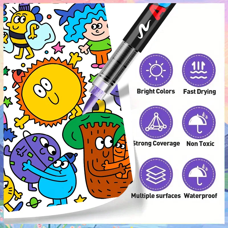 12/24/36/48 Colors Acrylic Pigment Pens Dual Tips Markers for Wood Canvas Stone Rock Painting Glass Ceramic Surfaces DIY Crafts