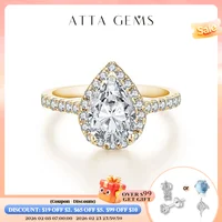 ATTAGEMS Pear Cut 2.0CT D Color VVS1 Luxury Moissanite Ring Real 925 Sterling Silver for Women Engagement Wedding Jewelry Gift 1