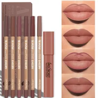 7pcs Matte Lip Liner and Lipstick Set, Water-Resistant, Long-Lasting, Multi-Color Secret Formula Daily Makeup & Christmas Gift 1