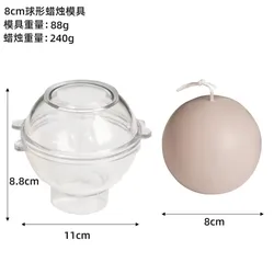 Spherical Candle Mold Kit for DIY Handmade Aromatherapy Candles (8cm)