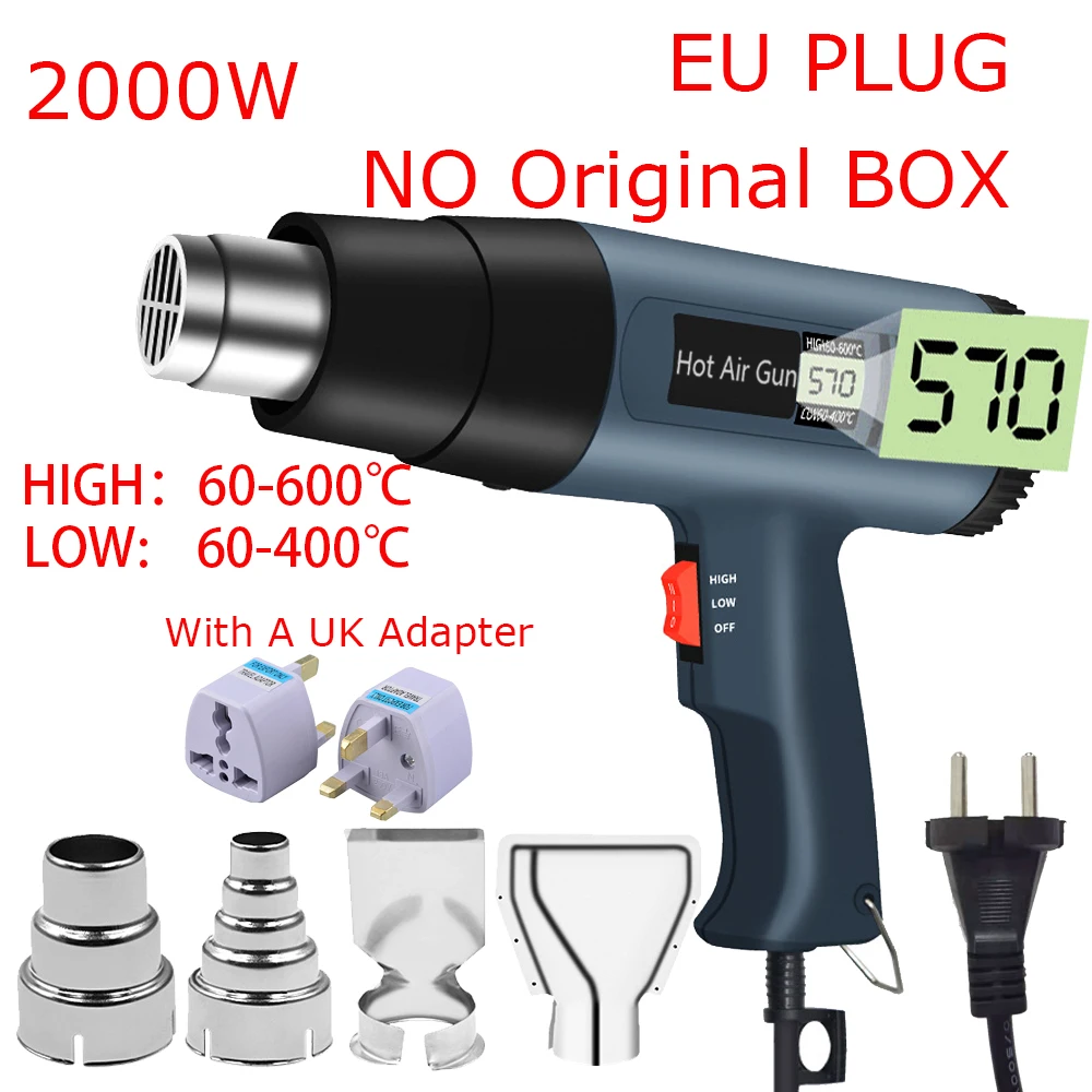 2000W LCD/NO LCD Heat Gun Variable Temperature Advanced Electric Hot Air Gun Power Tool Hair dryer for soldering Thermoregulator electric screwdriver kit Power Tools