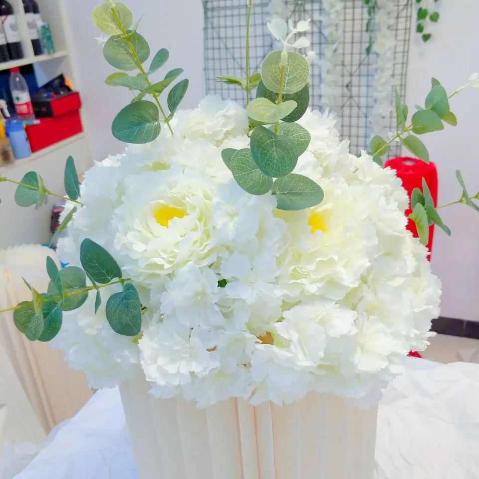 

Свадебное украшение 40 см, искусственный цветок, белый пион, вишня, целующийся шар для Дня Святого Валентина, украшение для стола