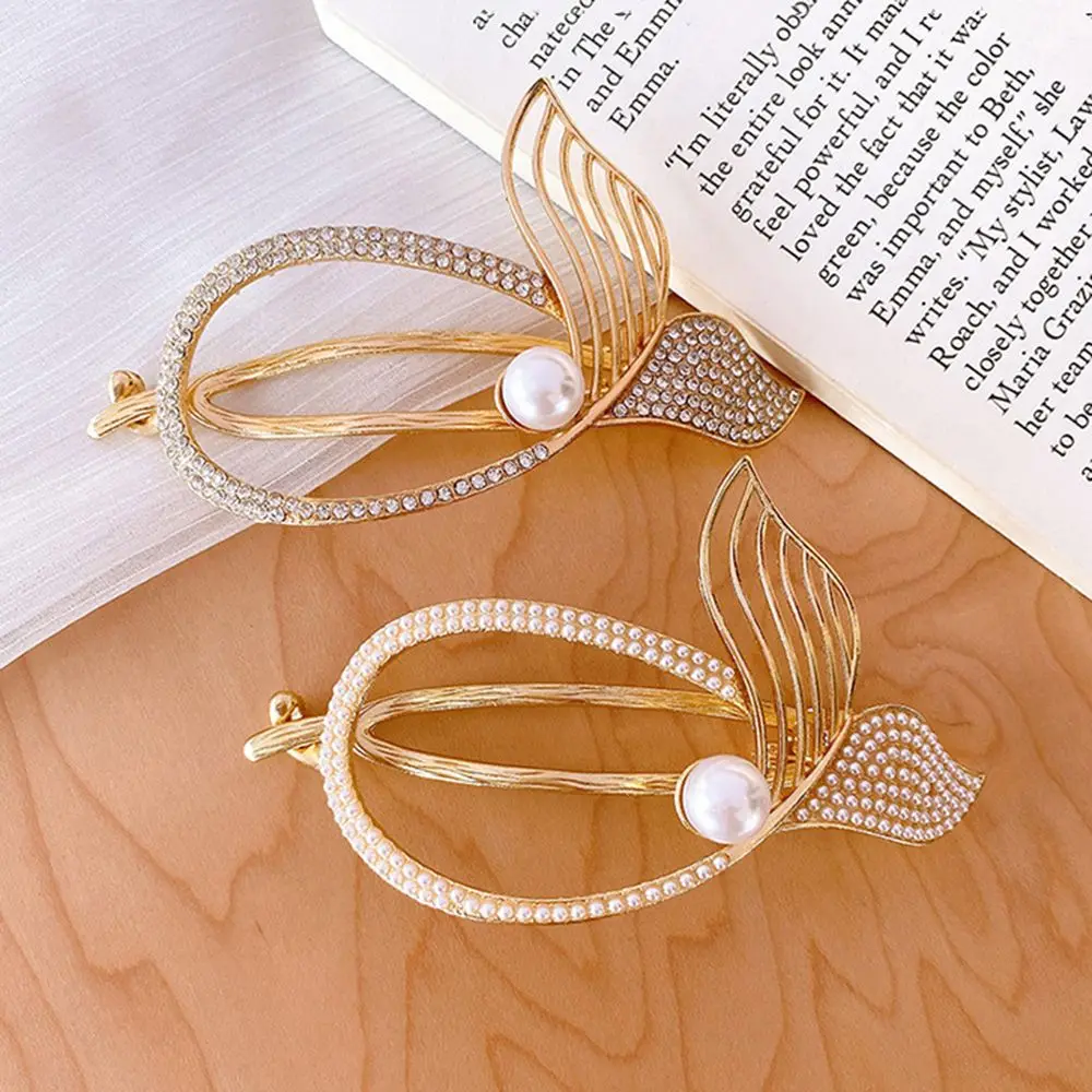 

Simple Fashion Headwear Pearl Female Shark Clip Diamond Duckbill Clip Fishtail Hair Clip Hair Accessories Ponytail Holder